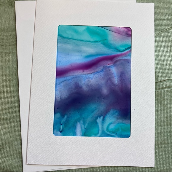 Hand Painted Vibrant Frameable Abstract Watercolor Blank Greeting Cards Set of 8 - Picture 3 of 10